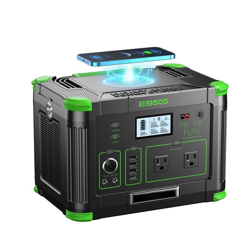 Estação de energia GRECELL EB500 500W 519Wh com carregador sem fio